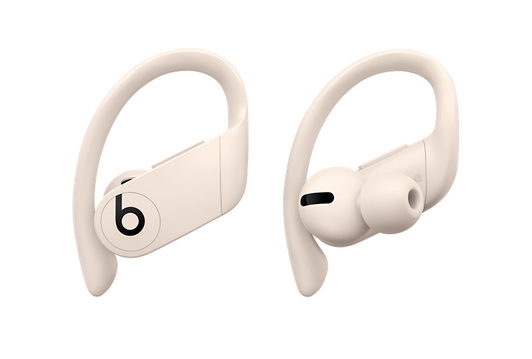 Audífonos inalámbricos Powerbeats Pro color marfil, con enganches ajustables y seguros en diferentes tamaños para brindar mayor comodidad.