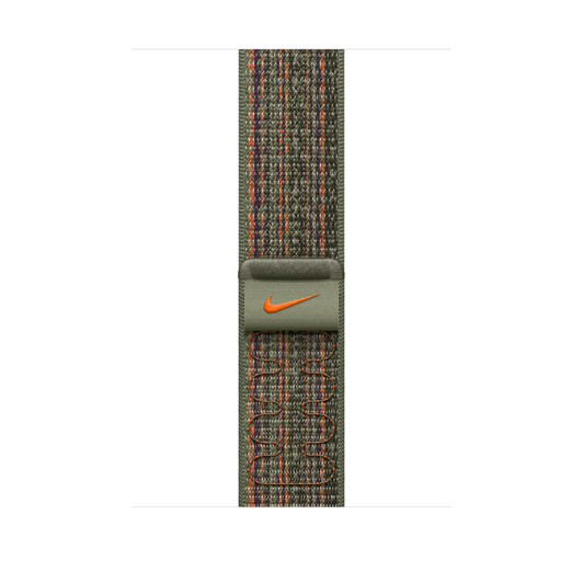 Correa loop deportiva color secuoya/naranja (verde oscuro/naranja) hecha de nylon tejido con el Swoosh de Nike y cierre adhesivo ajustable