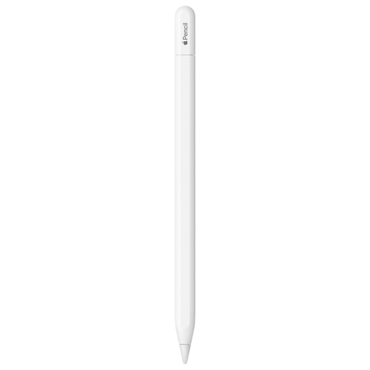 Apple Pencil (USB-C) blanco con el grabado Apple Pencil en el extremo, siendo la palabra Apple una representación del logo de Apple