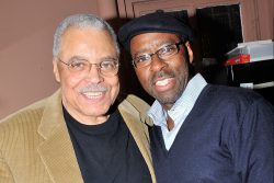 James Earl Jones and Courtney B. Vance pose backstage at "Driving Miss Daisy" on Broadway  at The Golden Theater on January 09, 2011 in New York, United States. (Photo by Bruce Glikas/FilmMagic)