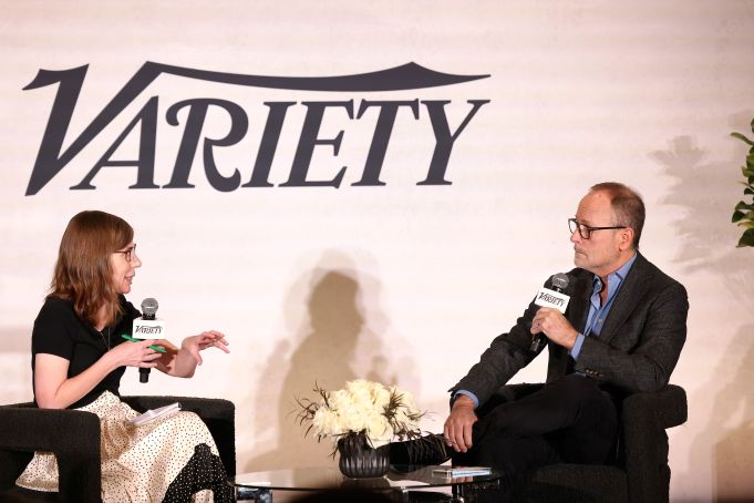 WEST HOLLYWOOD, CALIFORNIA - NOVEMBER 19: (L-R) Cynthia Littleton, Co-Editor-in-Chief, Variety and John Landgraf, Chairman, FX speak onstage during the Variety Business Managers Breakfast presented by City National Bank at The London West Hollywood at Beverly Hills on November 19, 2024 in West Hollywood, California.  (Photo by Tommaso Boddi/Variety via Getty Images)