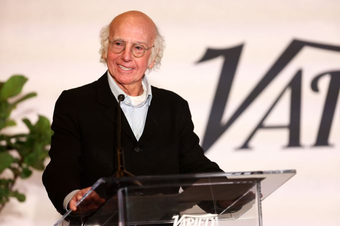 WEST HOLLYWOOD, CALIFORNIA - NOVEMBER 19: Larry David speaks onstage during the Variety Business Managers Breakfast presented by City National Bank at The London West Hollywood at Beverly Hills on November 19, 2024 in West Hollywood, California.  (Photo by Tommaso Boddi/Variety via Getty Images)