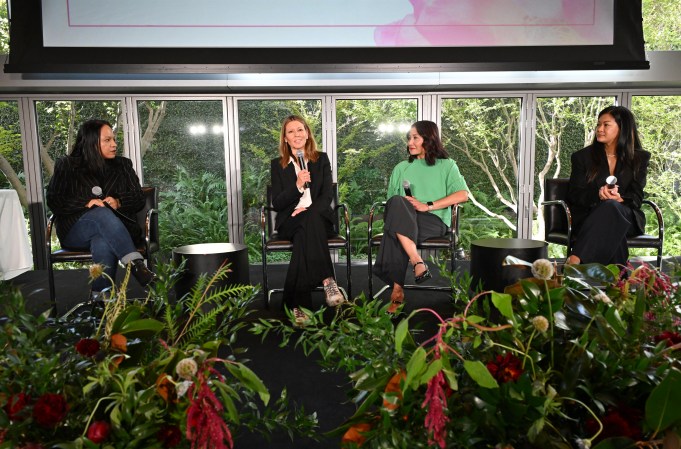 LOS ANGELES, CALIFORNIA - NOVEMBER 12: (L-R) Moderator Jazz Tangcay, Veronika Kwan Vandenberg, President of Distribution for Universal Pictures International, Wendy Ong, Global Co-Head and CMO of TaP Music, and Julie Van, COO of 100 Thieves, at the Third Annual AWE Luncheon and 15th Annual Asia Society Southern California Entertainment and Game Changer Awards at Skirball Cultural Center on November 12, 2024 in Los Angeles, California. (Photo by Dan Steinberg/Asia Society via Getty Images)