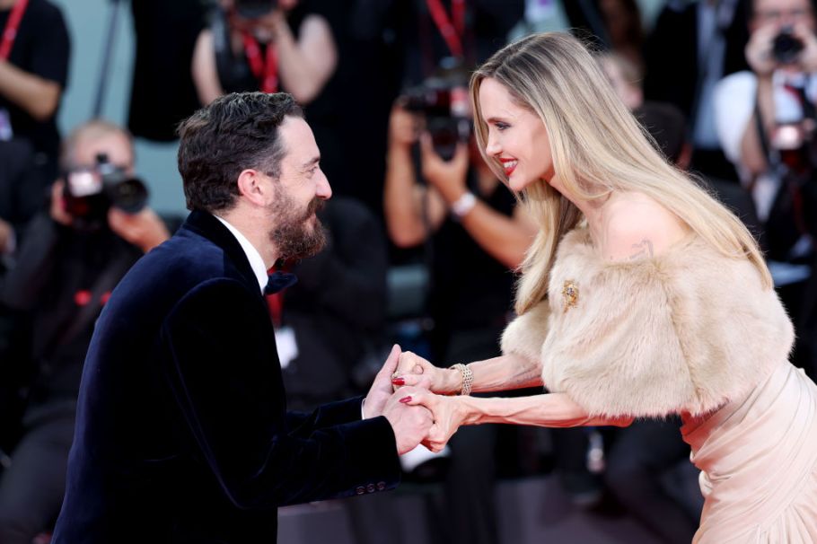 VENICE, ITALY - AUGUST 29: Pablo Larraín  and Angelina Jolie attend a red carpet for "Maria" during the 81st Venice International Film Festival on August 29, 2024 in Venice, Italy. (Photo by Vittorio Zunino Celotto/Getty Images)