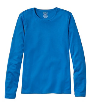 Women's Pima Cotton Tee, Long-Sleeve Crewneck