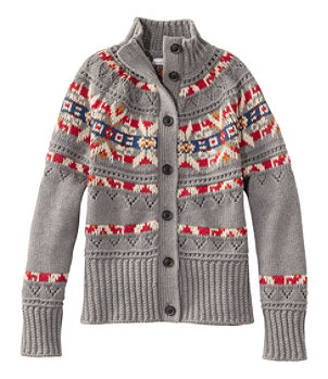 Women's Signature Cotton Fisherman Sweater, Short Cardigan Fair Isle