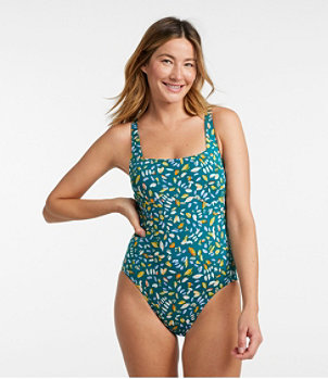 Women's New Currents Swimwear, Squareneck Tanksuit Print