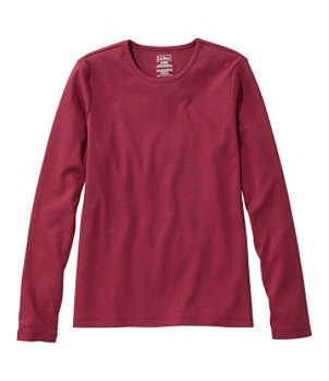 Women's Pima Cotton Tee, Long-Sleeve Crewneck