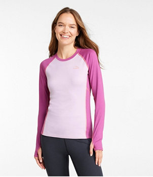 Women's L.L.Bean Midweight Baselayer Crew, Long Sleeve Color Block