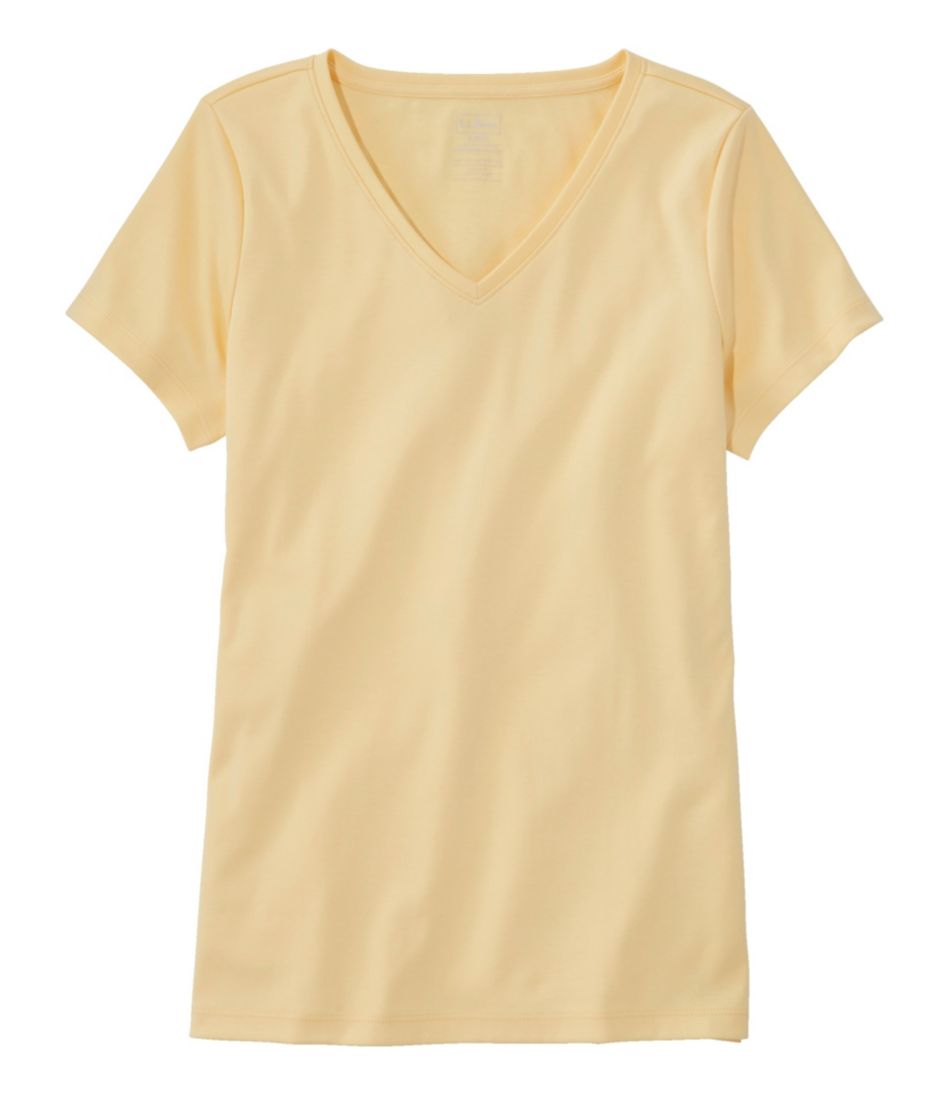 Women's Pima Cotton Shaped V-Neck, Short-Sleeve