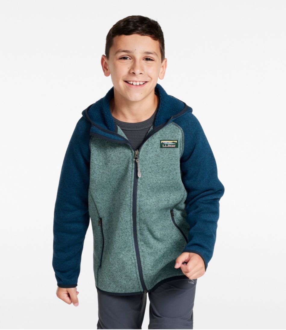 Kids' L.L.Bean's Sweater Fleece, Hooded Colorblock