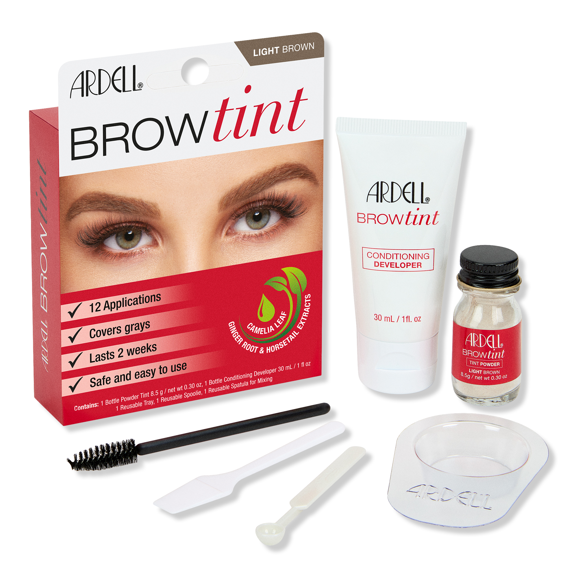 Light Brown Brow Tint Kit, Semi-Permanent Brow Dye with Natural Extracts 