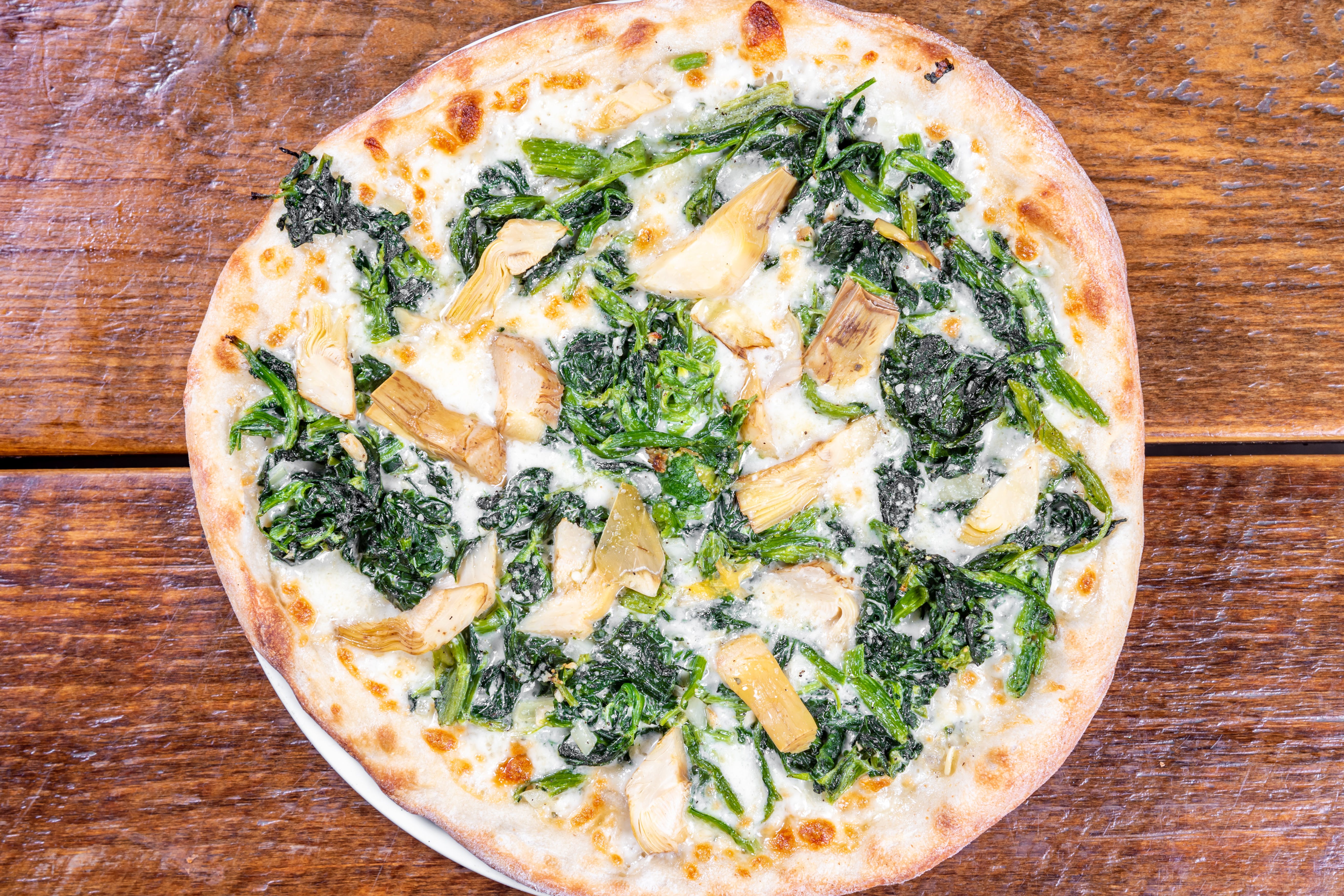 Creamy Spinach & Artichoke Pizza