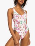 Roxy Tropical Print Swimsuit, White/Multi, White/Multi