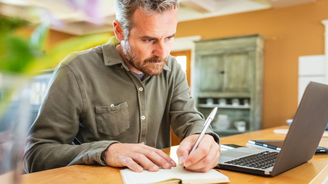 Man working in the living room