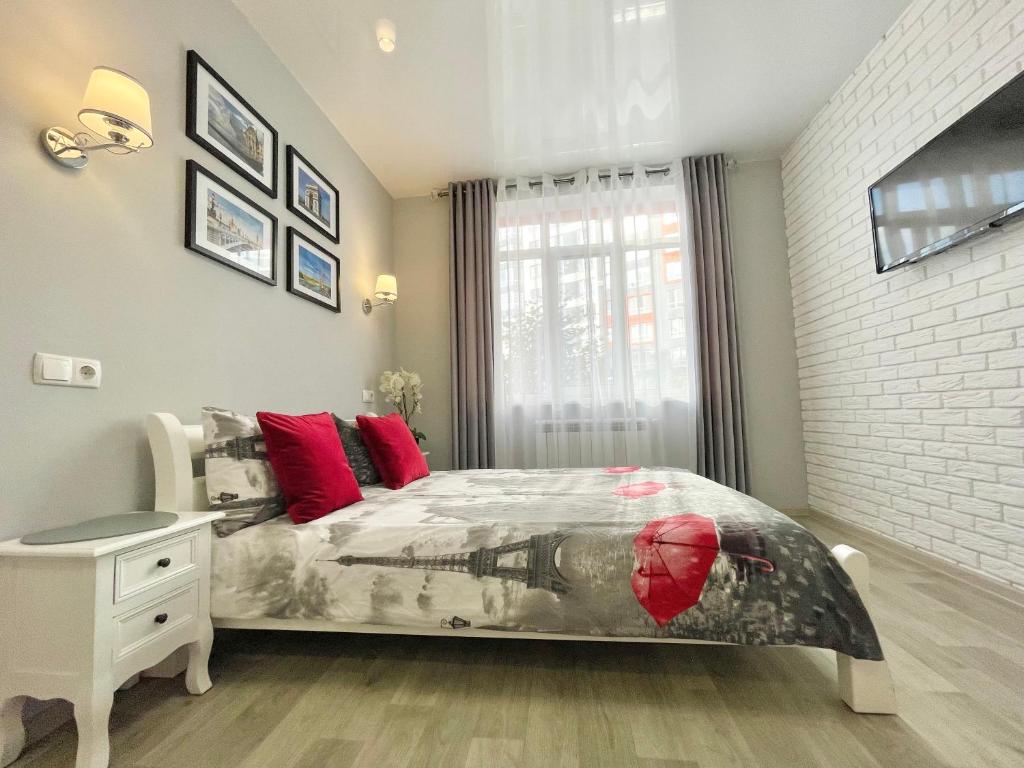 Giường trong phòng chung tại Apartment Studio PARIS 2