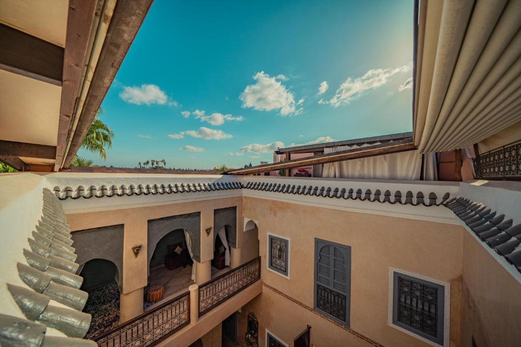 a view from the balcony of a building at Riad Azawan in Marrakesh