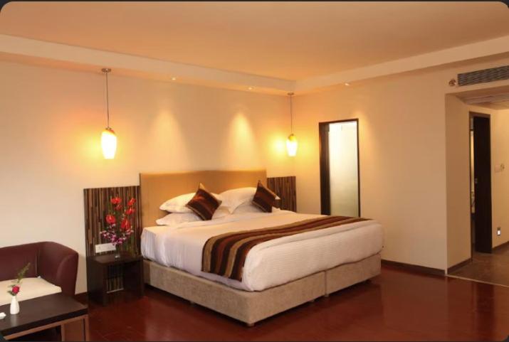 1 dormitorio con 1 cama grande en una habitación en The Altruist Business Hotel Kharadi, en Pune