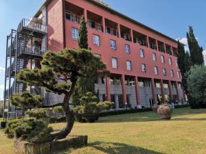 un pin devant un bâtiment dans l'établissement Charme Hotel, à Prato