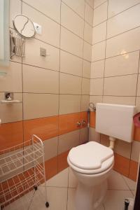 Baño pequeño con aseo y espejo en Apartment Mali Losinj 7879b, en Mali Lošinj