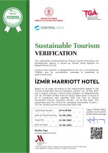 un permis pour un véritable hôtel touristique durable dans l'établissement Izmir Marriott Hotel, à Izmir