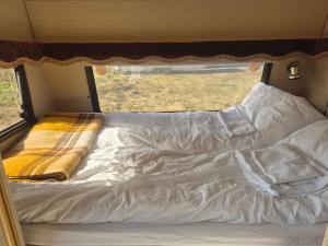 Llit o llits en una habitació de Vintage caravan