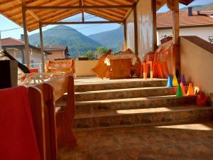 a set of stairs with a view of a mountain at ViBo Guesthouse in Sapareva Banya