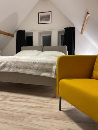 Tempat tidur dalam kamar di Apartmánový dům Jánský sen