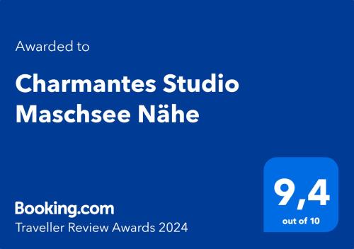 Certifikát, ocenenie alebo iný dokument vystavený v ubytovaní Charmantes Studio Maschsee und Messe Nähe