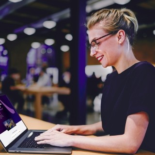 Woman using a laptop