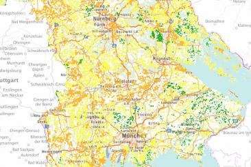 Ansicht der Karte zur Gebietskulisse Windkraft (Bildquelle: Energie-Atlas Bayern)