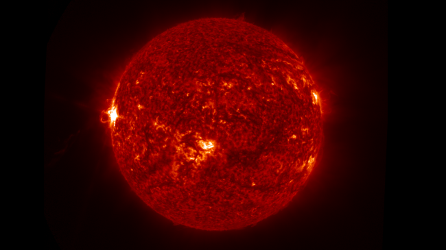 X5.0 solar flare (R3 Strong Radio Blackout) from NOAA/SWPC Region 3536, which occurred on 12/31/23.The flare was the largest observed since September 10, 2017, when an X8.2 flare occurred. Each sunspot is about the same size as the diameter of Earth, or even larger.