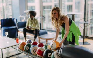 Girl with bowling ball