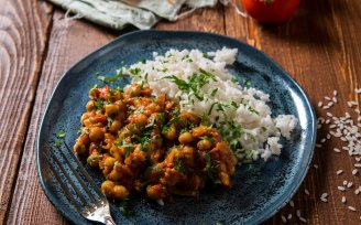 Curry and rice on a plate 