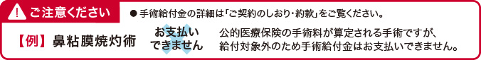 手術給付金のお支払可否例