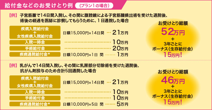 給付金のお受けとり例（プラン1の場合）