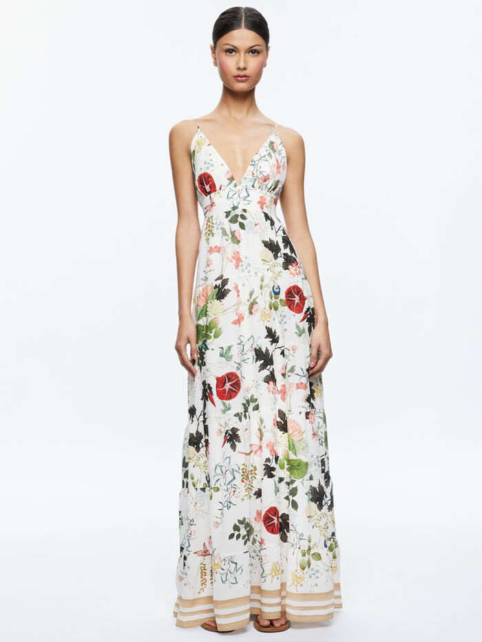 KAROLINA PANELED HALTER MAXI DRESS - BLUSH KISS VANILLA - Alice And Olivia