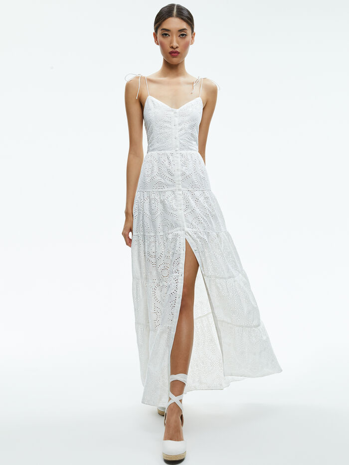 SHANTELLA TIERED BUTTON FRONT MAXI DRESS - OFF WHITE - Alice And Olivia