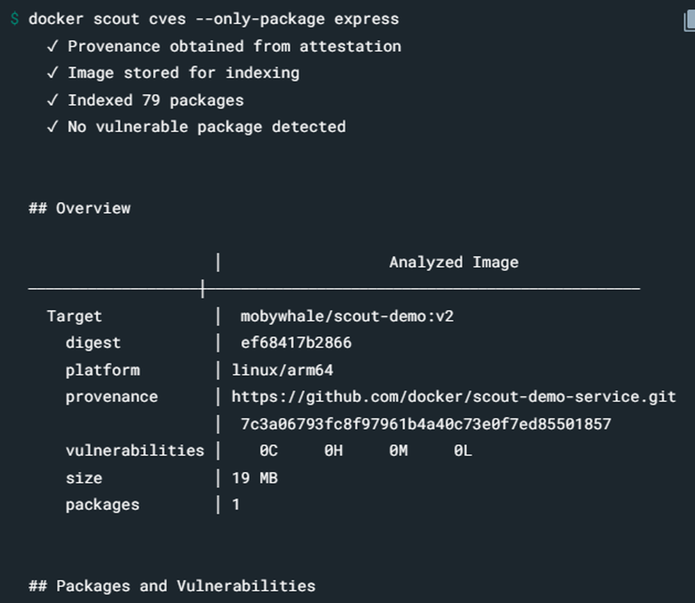 Docker Scout Screenshot 1