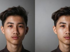 Before-after by using AI Face Retouching