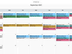 A calendar of all events is generated for the public with events color-coded by show