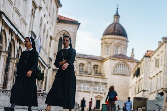 nuns walking in the street in dubrovnik croatia