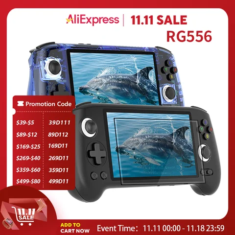 ANBERNIC RG556 Handheld Game Console Unisoc T820 Android 13 5.48 inch AMOLED Screen 5500mAh WIFI Bluetooth Retro Video Players