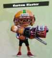 An Inkling boy wearing the Tentacles Helmet, holding a Custom Blaster.