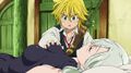 Meliodas fazendo exame de mama