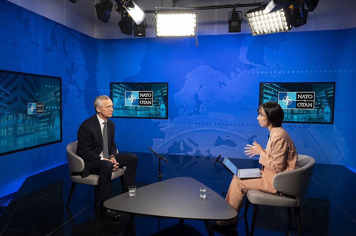 North Atlantic Treaty Organization Secretary General Jens Stoltenberg speaks during an interview with Yonhap News Agency in Brussels on June 28, 2024, in this image provided by NATO. (PHOTO NOT FOR SALE) (Yonhap) 