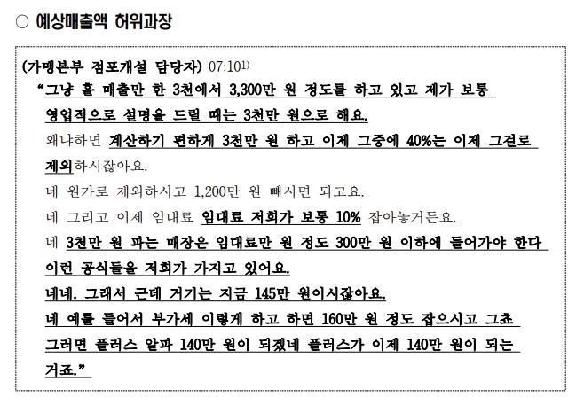 가맹점주 측이 공개한 녹취록 중 일부