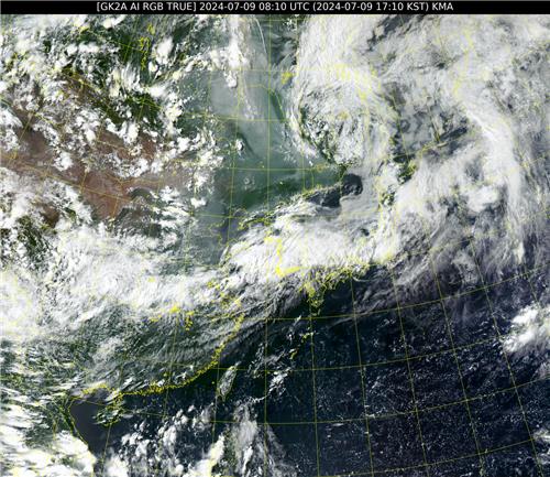 9일 오후 5시 10분 한반도 주변 위성영상. [국가기상위성센터 제공. 재판매 및 DB 금지]