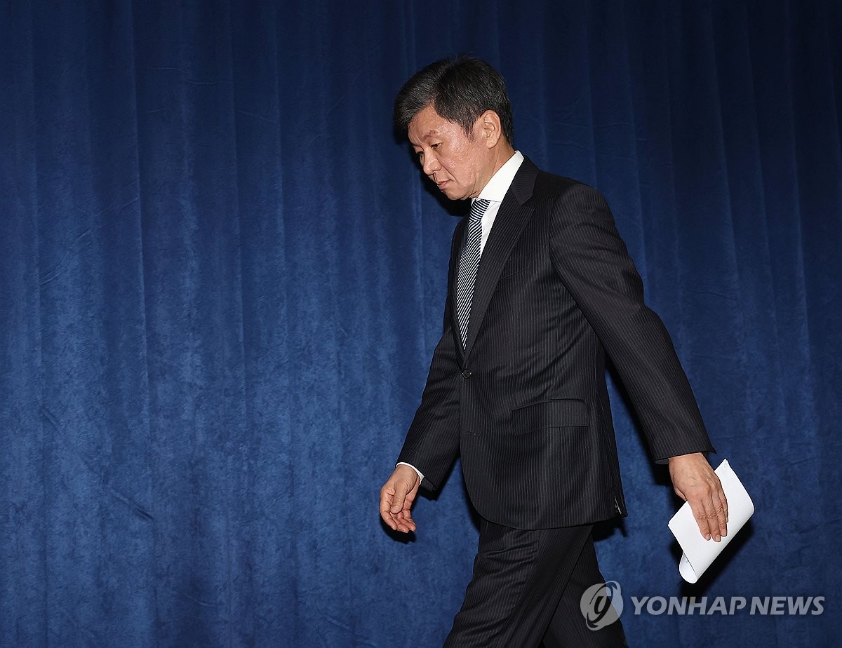 축구 국가대표팀 관련 기자회견 나서는 정몽규 협회장