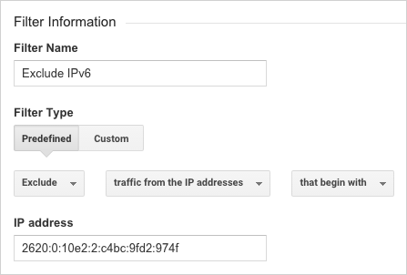 Exclude IPv6 filter example